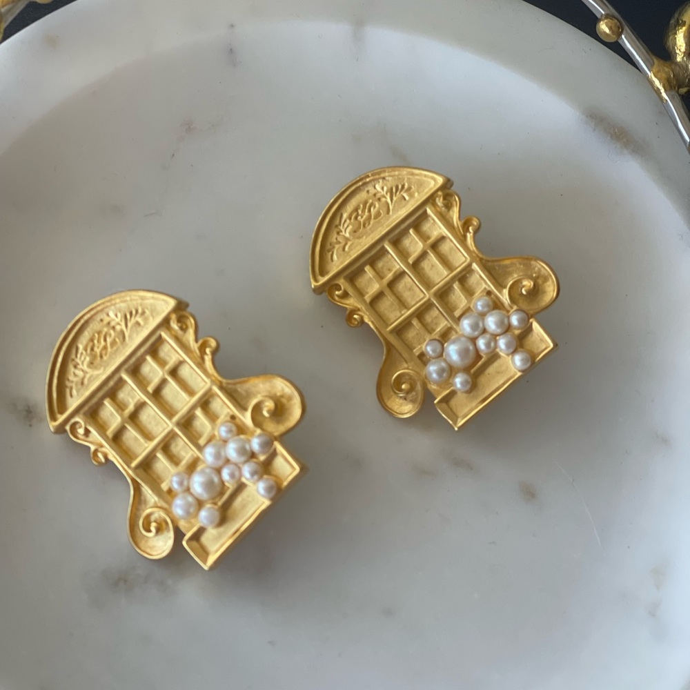 Stunning vintage iconic KARL LAGERFELD  French window clip on earrings